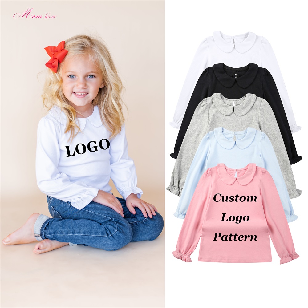 100% χτενισμένο βαμβάκι Peter Pan Collar Kids T-shirts