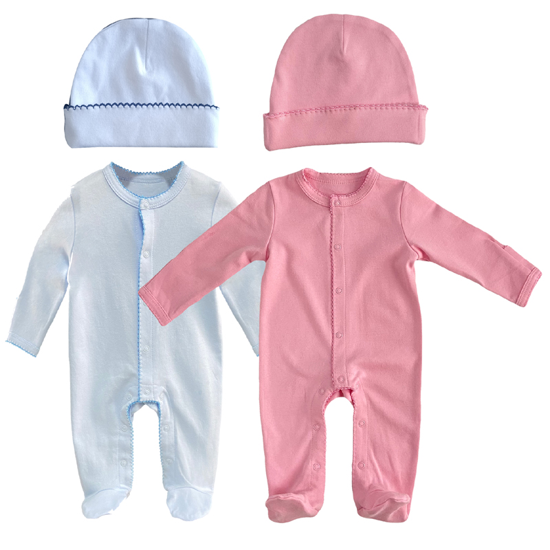 Προσαρμοσμένο βιολογικό βαμβάκι picot trim footie swaddle σετ