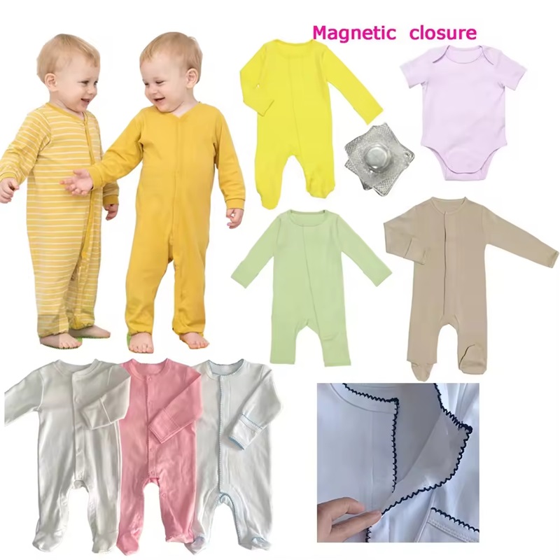 Προσαρμοσμένο 100% βαμβακερό μαγνητικό snap onesie