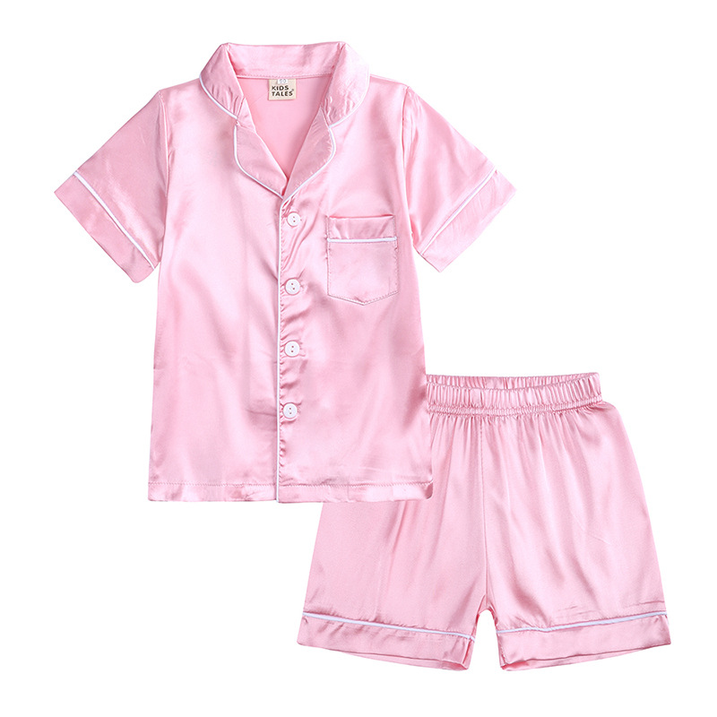 Soft Satin Kids ‘Short Sleeve & Shorts Pajamas Set